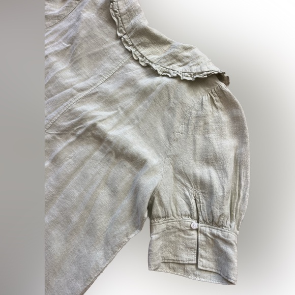 Madewell Linen-Blend Peter Pan Collar Button Up Shirt light green Women’s Size 2 - Picture 7 of 12